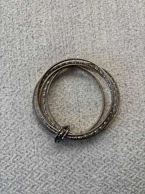 Stacked Silver-Tone Gold Crystal Bangle Bracelet Set